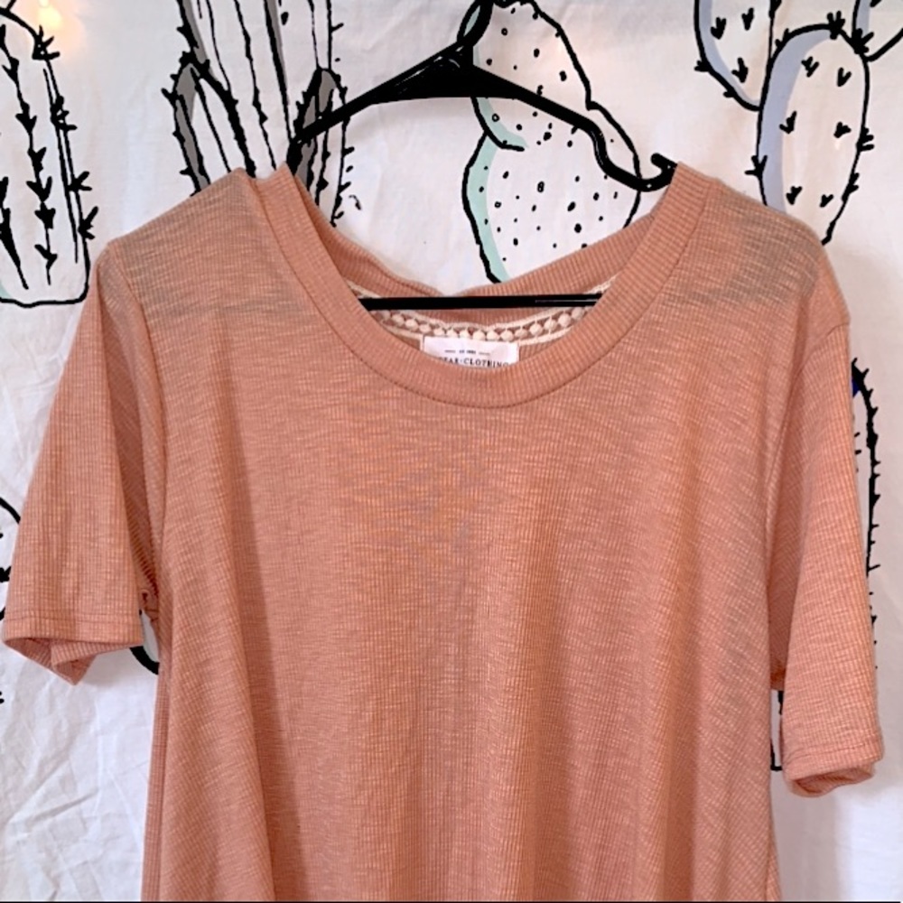 Light Pink Long Flow Short Sleeve Top